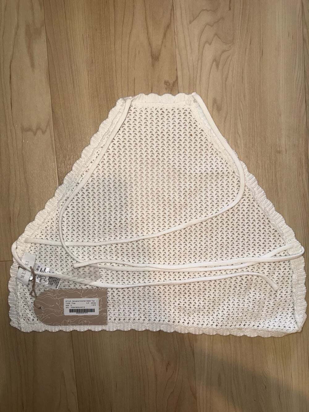 MESHKI Sylvana Crochet Halter Top White Size S - Picture 3 of 3